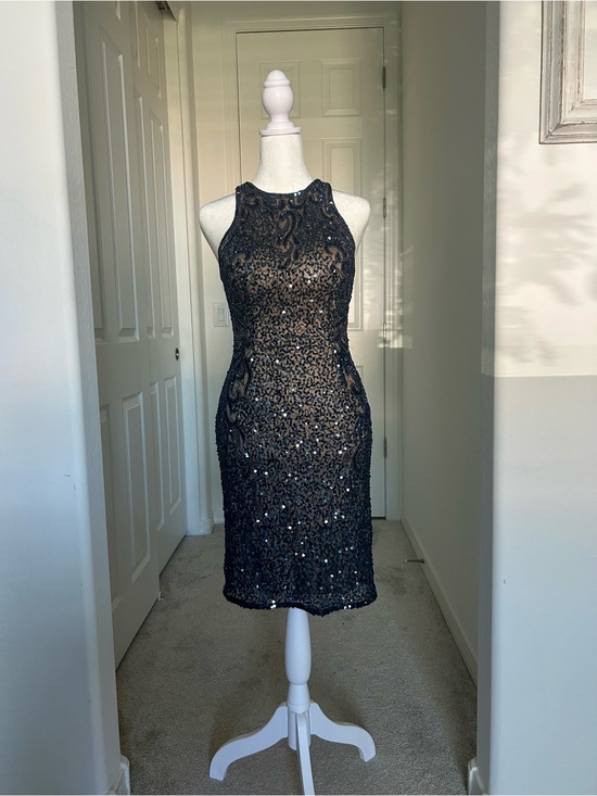 Scala Dresses & Skirts - Scala Navy Sequin Midi Dress - Halter Neck
